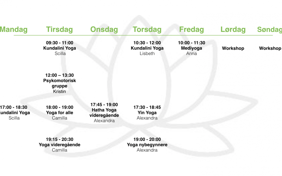 Vårens timeplan for Lotussenteret i Larvik