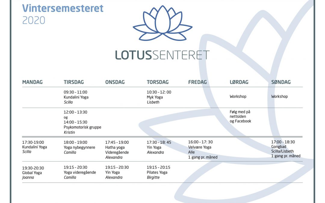 Vinterens yogatimeplan på Lotussenteret i Stavern/ Larvik