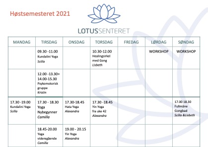 Timeplan høsten 2021