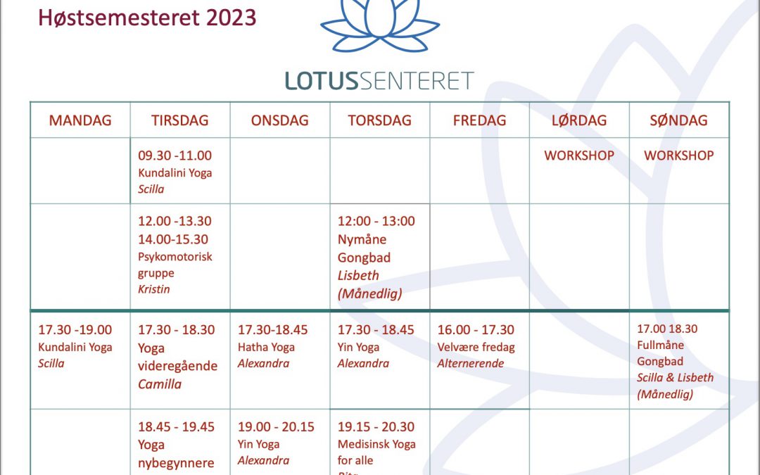 Høstens timeplan del II