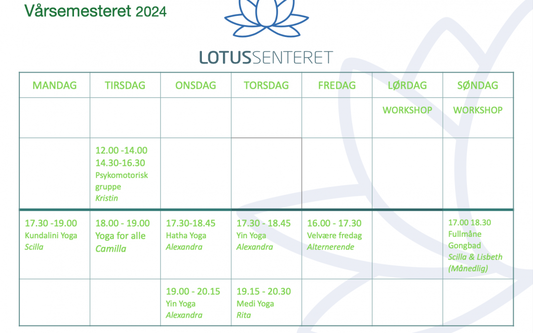 Vårens timeplan på Lotussenteret i Larvik